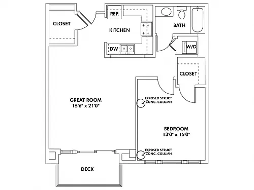Floor plan R2 - 1 Bedroom Apartment