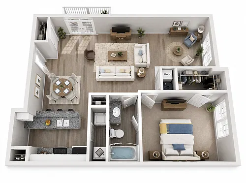 Floor plan A6 - One Bedroom, One Bathroom
