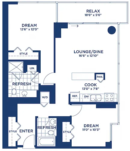 Floor plan Residence 10 (2BR/2BA)
