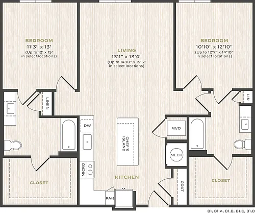 Floor plan 2 Bed/2 Bath-B1