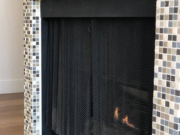 cute tiled fireplace