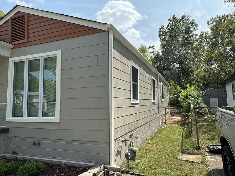 front side corner of house. features motion detection light.