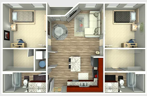 Floor plan The Pulse III (per bed)