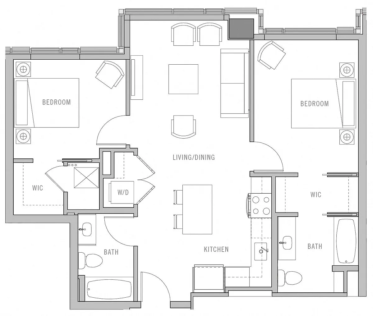 Floor plan 2 Bed-2 Bath-C