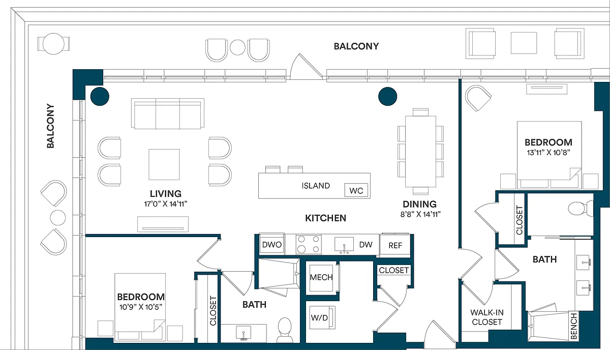 Floor plan 2 Bed/2 Bath-B2 02 08