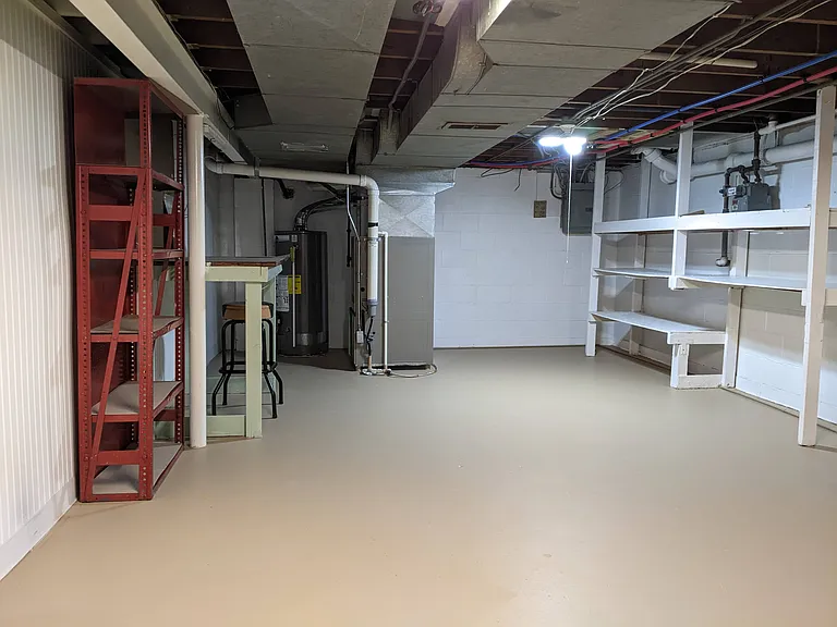 Open shelving for storage, work or hobby table.