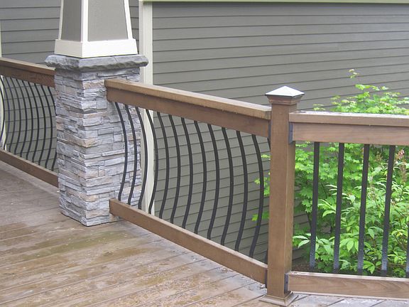 Custom deck railing, stone