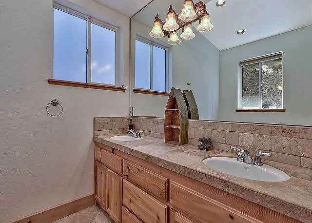Primary bathroom has Double sink
