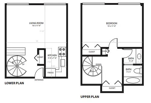 Floor plan 1Bd Bi-Level