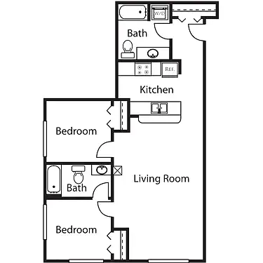 Floor plan 2 bedroom 2 bath