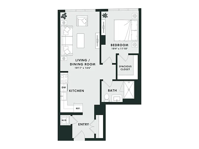 Floor plan B19 | 1 Bed | 1 Bath