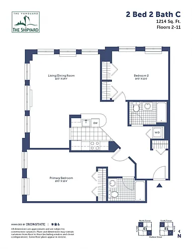 Floor plan 2 Bed 2 Bath C