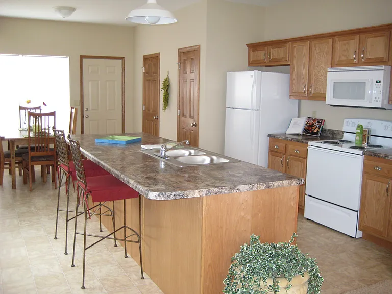 Kitchen, Island, Eating Area
