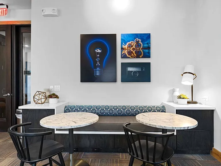 Catch up or stay productive in the lounge, complete with extra seating and cozy tables.
