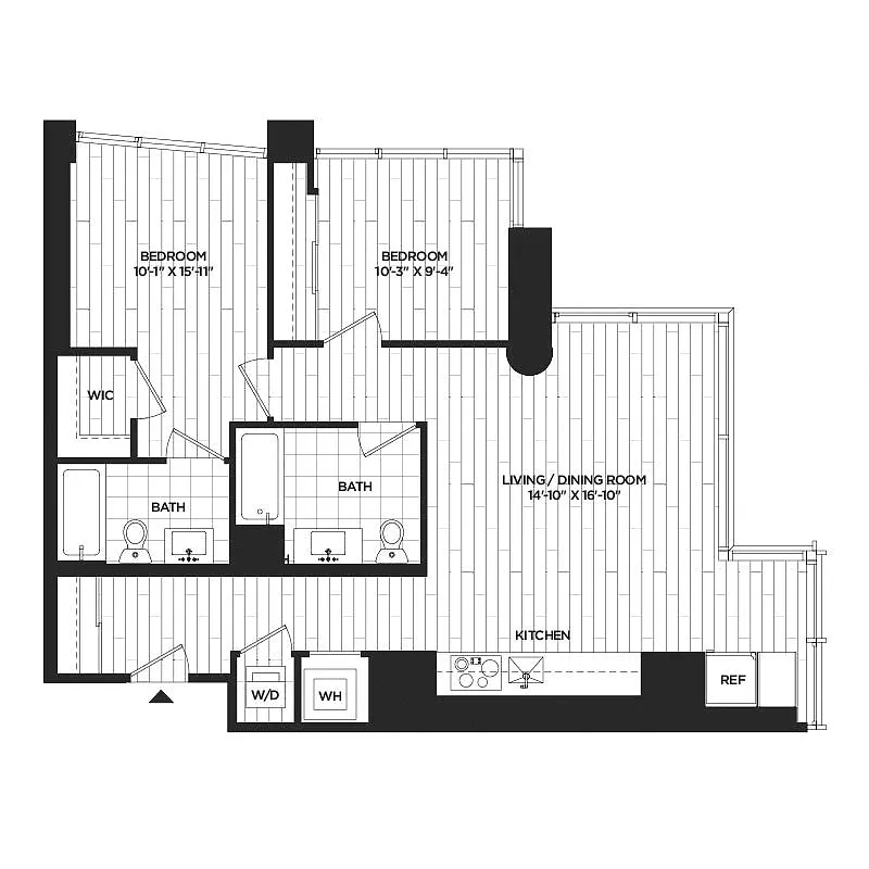 Floor plan 2 Bed - 2 Bath | B06