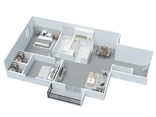 Floor plan 2 BD 1 BA type F