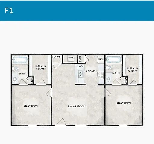 Floor plan 2 Bedroom 2 Bathroom