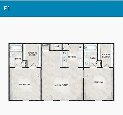 Floor plan 2 Bedroom 2 Bathroom