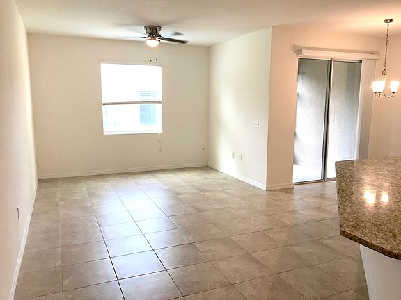 Living space to the left, dining area to the right