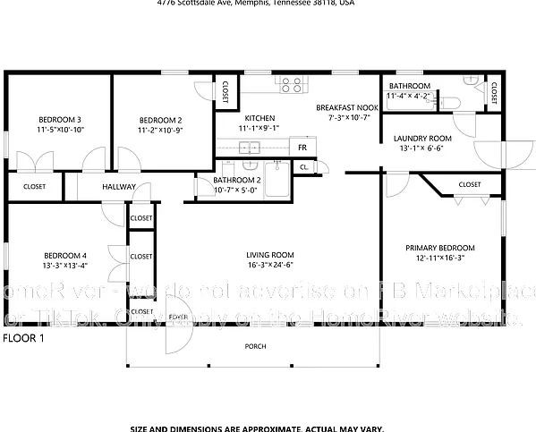4 bed, 2.0 bath, 1074 sqft, $1,075 — Photo 4