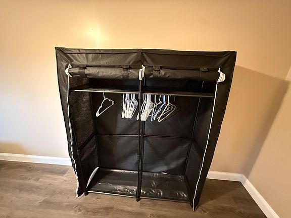 Portable closet for hangin clothes and shelving