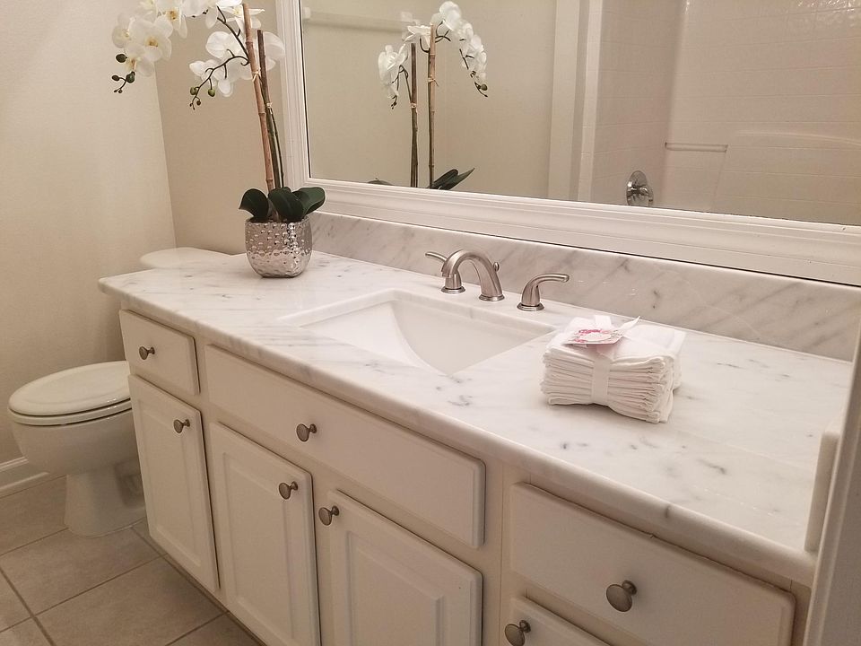 Master Bathroom Sink with Marble Countertop