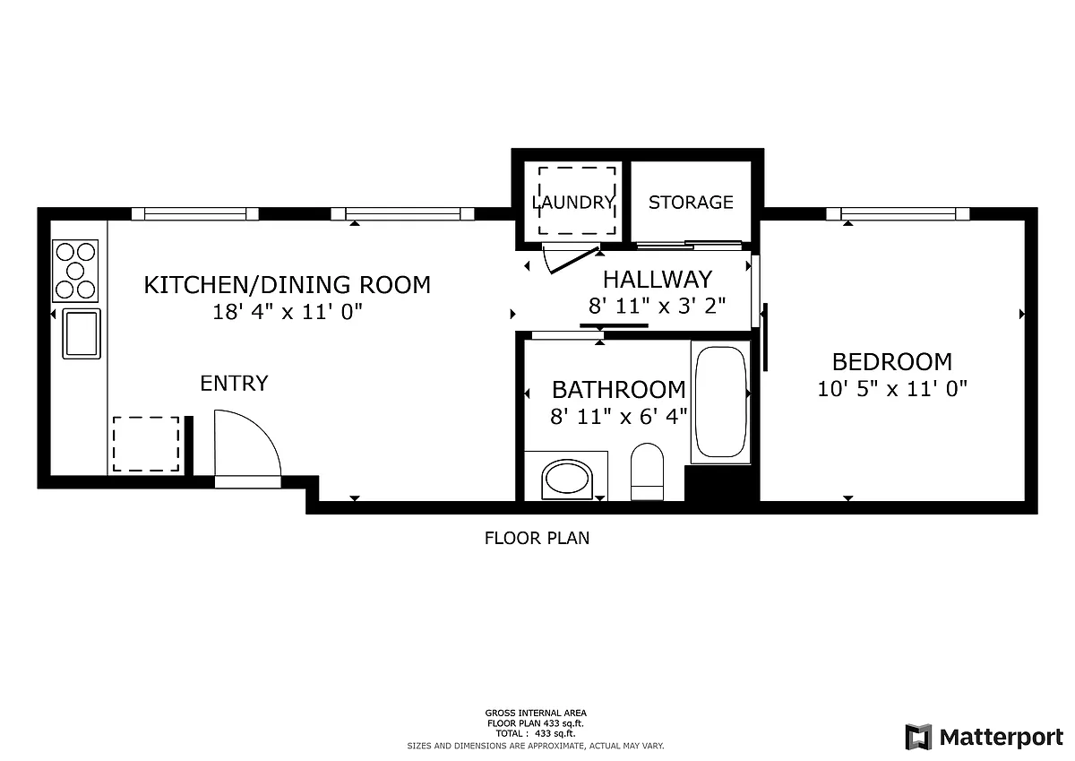 Floor plan 1 Bed 1 Bath