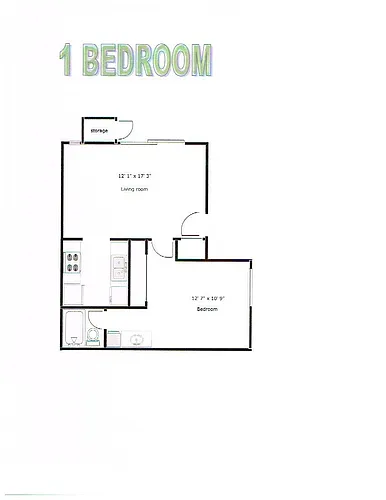 Floor plan 1 Bedroom, 1 Bath