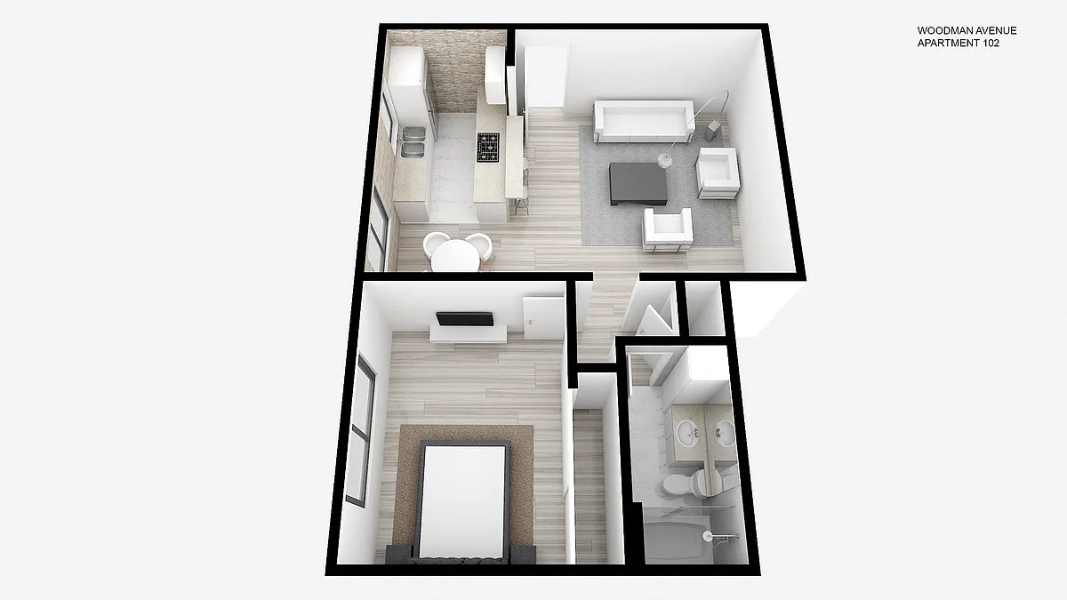 Floor plan One Bed ~ One Bath