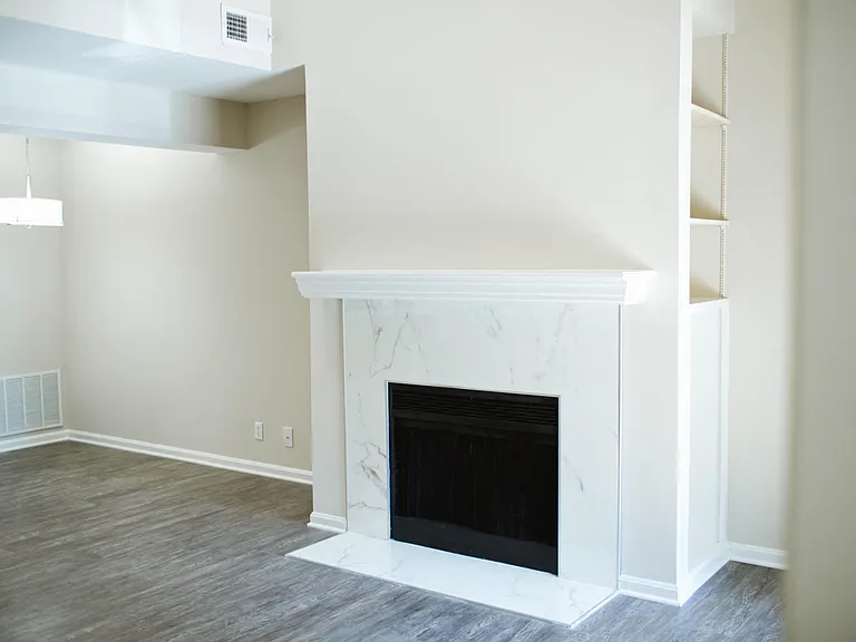 Fireplace with marble hearth