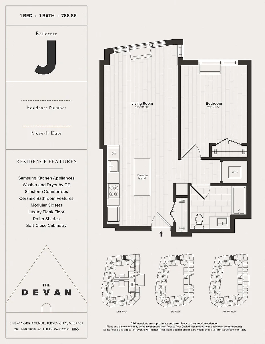 Floor plan 1 Bed 1 Bath J
