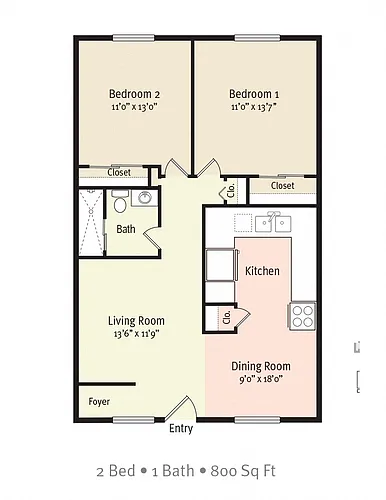 Floor plan 2 Bedroom - COUNTRY PLACE