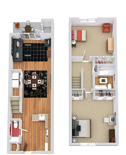 Floor plan 2 Beds | 1.5 Bath Townhome
