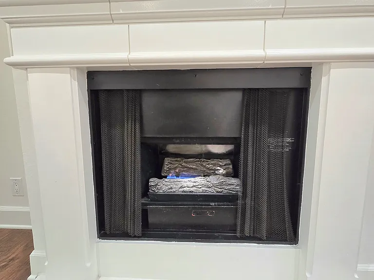 Gas Fireplace with White Mantle