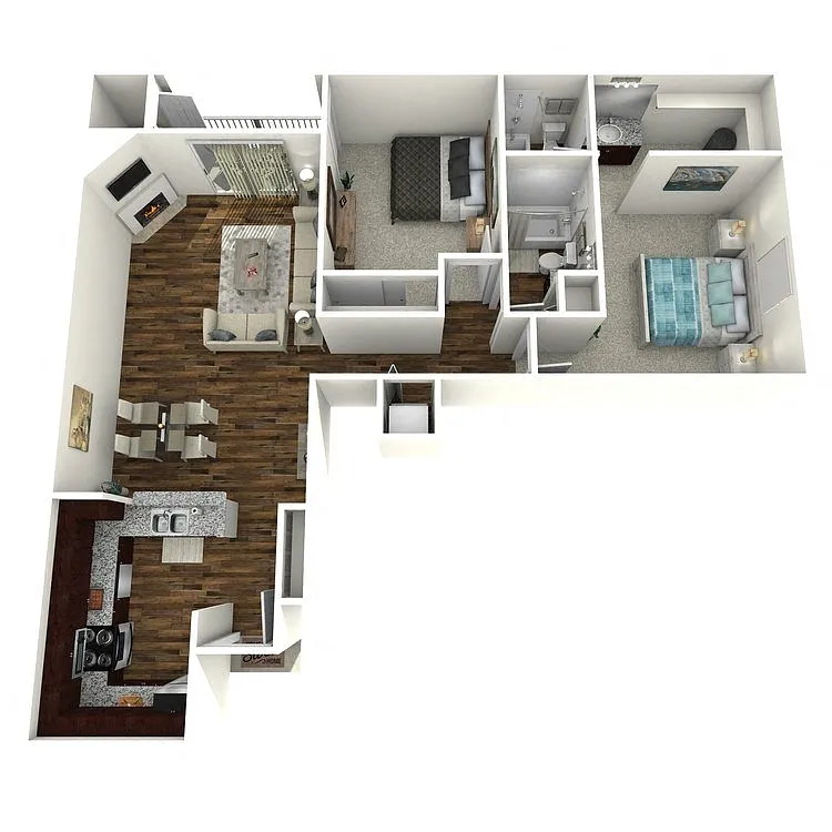 Floor plan Two Bedroom Two Bathroom - D