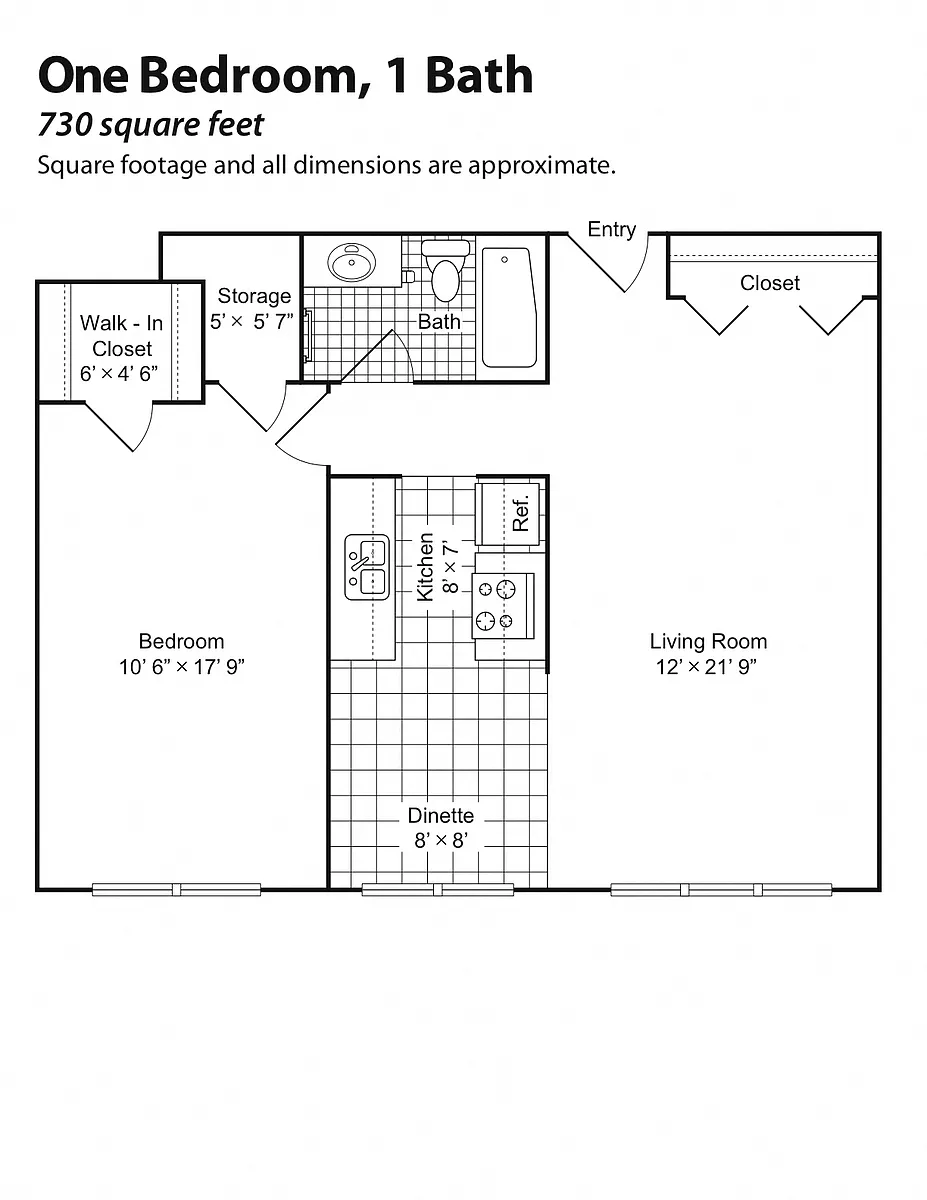 Floor plan Renovated 1 Bedroom