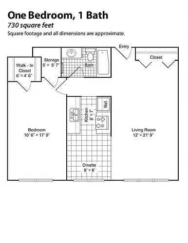 Floor plan Renovated 1 Bedroom