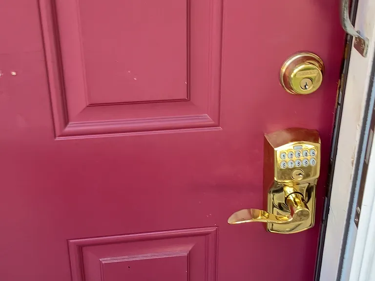House is secured by a key pad, as well as a deadbolt