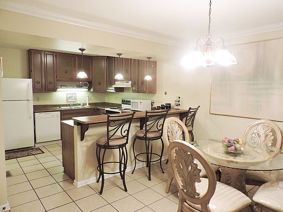 Breakfast bar with pendant lights