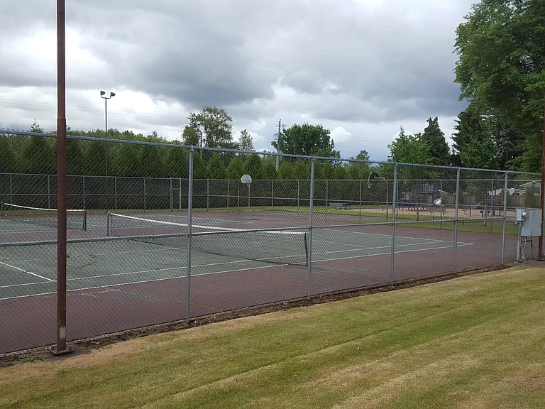 Tennis courts at the park across the street.