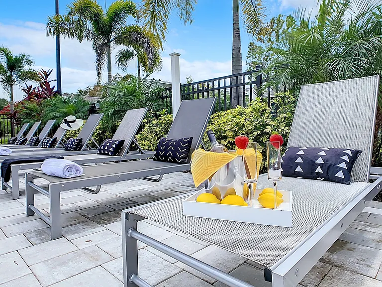 Bask in the sunshine on our comfy sun loungers, where you can soak up every moment of joy right outside your front door.