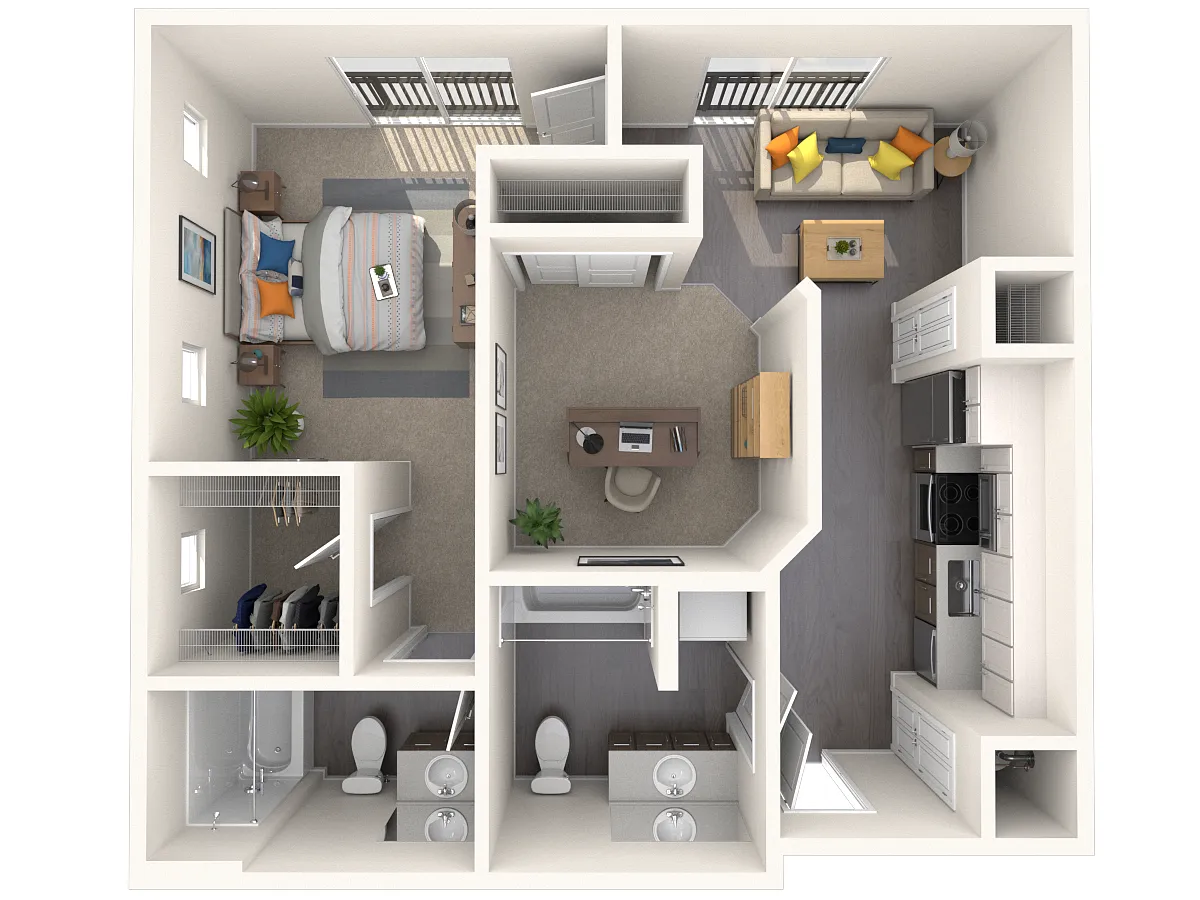 Floor plan B1 - Large One Bedroom + Den