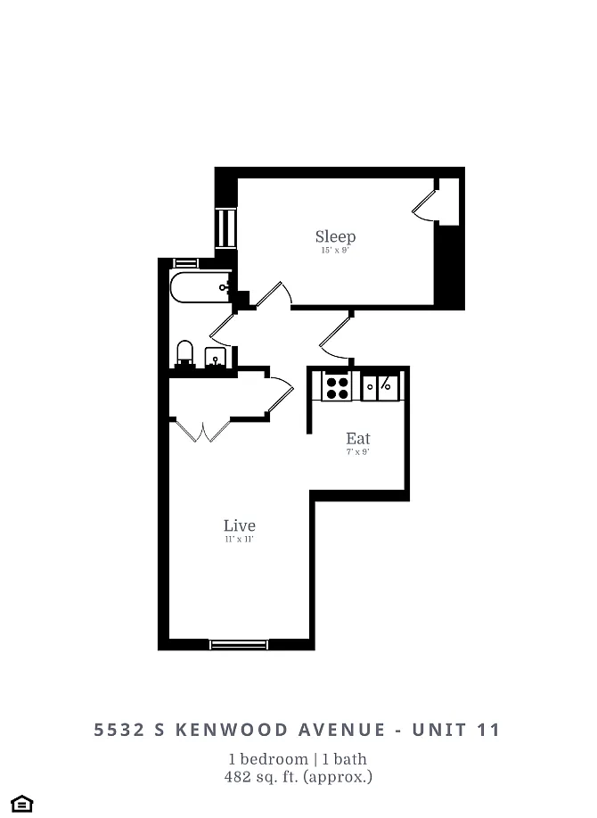 Floor plan 1 Bed | 1 Bath (B5)