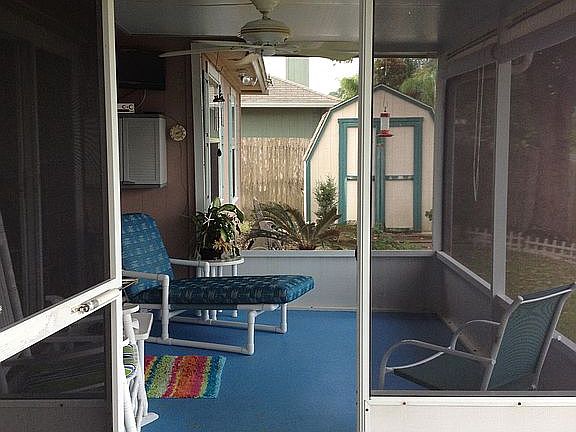 screened porch and shed