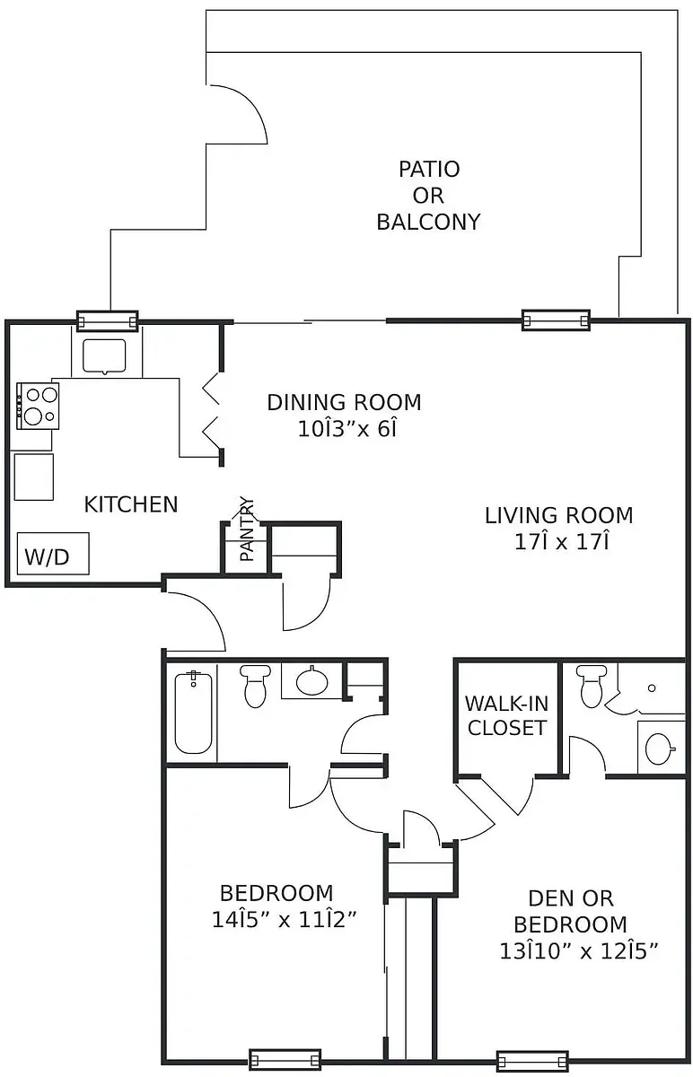 Floor plan 2Bed/2Ba-Dn (H)