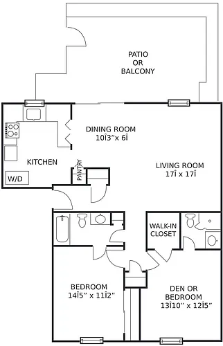 Floor plan 2Bed/2Ba-Up (H)