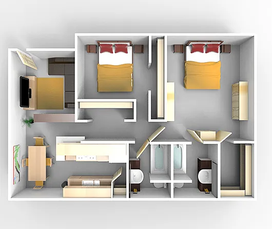 Floor plan Plan E 2x2