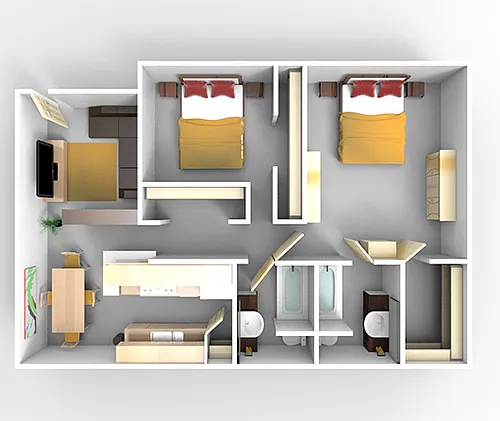 Floor plan Plan E 2x2