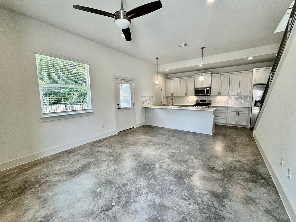 Polished concrete floors on main floor