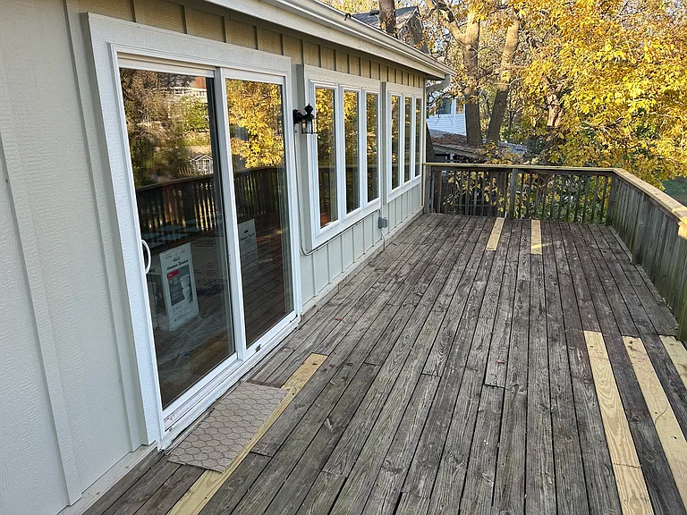 Deck with lake views.